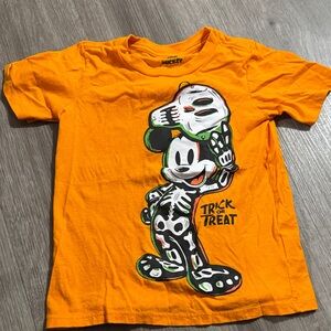 Disney Orange Mickey Skeleton Kids T-Shirt